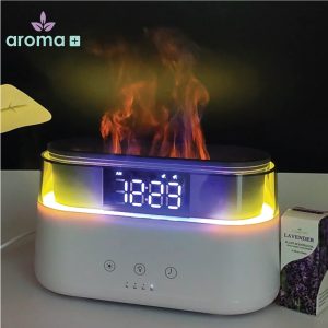 LED Clock Flame Diffuser (White)